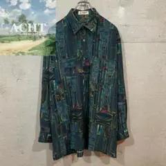 vintage デザイン マルチカラー アート 総柄 柄シャツ 古着 レトロ
