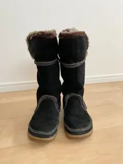 ミドルブーツ 折り返しファー