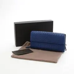 ボッテガ ヴェネタ 長財布 ロングウォレット イントレチャート ブルー レザー