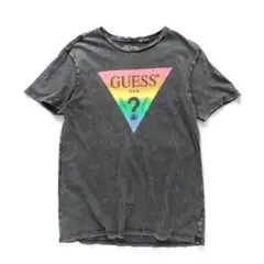 ゲス オーガニックコットン ヴィンテージ加工 ロゴ Tシャツ ブラック【Ｍ】