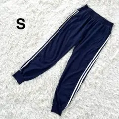 スウェットパンツ＊サイドライン 裾リブ ネイビー 普段着 ラフ 綿100% S