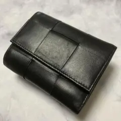 人気商品‼︎【新品】おしゃれな3つ折り財布 高級羊革イントレチャート 黒 高見え