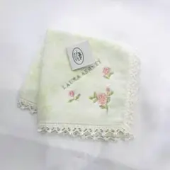 Y2505-89①【未使用】ローラアシュレイ　タオルハンカチ　刺繍　レース