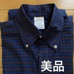 【ブルックスブラザーズ】　グラフチェック長袖シャツ　メンズSサイズ