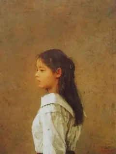 絵画　 油彩　藤井勉 「花帽子」 サイン　F6サイズ　額装済み 肉筆手描き 絵画 油彩 藤井勉 「花帽子」 サイン F6サイズ 額装済み 肉筆