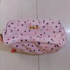 大きく開く★ポーチ★ピンク★水玉★メイクポーチ★ペンケース★