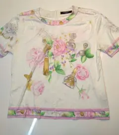 レオナール　カットソー　白　花柄