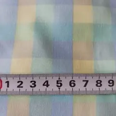 水色と黄色のチェック柄綿生地 約86✕400cm　230