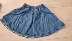 デニム フレアスカート 黒いスタッズ付き/120サイズ