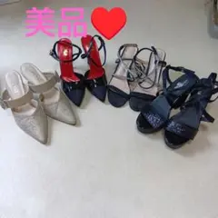 VIVI LEARSグリッターサンダル ブラック/シルバー4足セット♥未使用あり