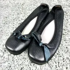未使用 ランブルダンス レザー フラット バレエシューズ リボン レザー 23