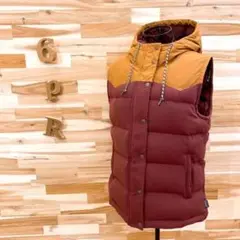 【パタゴニア】ビビー フーデット ダウンベスト登山アウトドア バイカラー M 茶