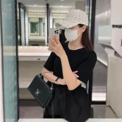 ブラック再入荷！綺麗め　ツィードキャップ　ZARA　上品　韓国　ママコーデ