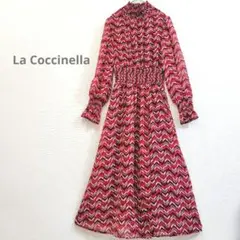 ラコッチネッラ シェブロン柄 プリントロングワンピース ボルドー イタリア製
