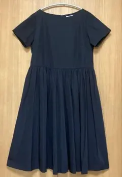 URBAN RESEARCH DOORS ネイビー ギャザーワンピース
