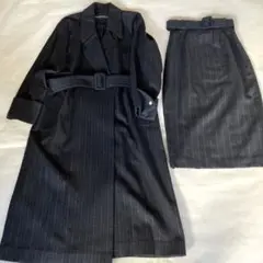【古着】【ジュンコシマダ】ウールロングコート+ロングタイトスカート Mサイズ