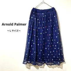 アーノルドパーマー チュールハート柄スカート (2) ネイビー カラフル 美品
