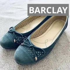 美品【バークレーBARCLAY】メッシュデザイン スエードフラットシューズ