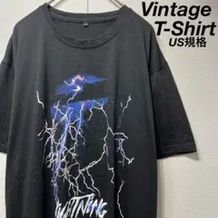 【US規格】希少 LIGHTNING プリント Tシャツ ブラック 黒 L