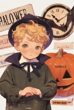 2439レトロボーイのハロウィンステッカー