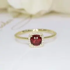天然 ルビー ダイヤモンド リング 0.45ct k18 f