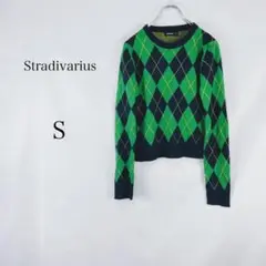 『Stradivarius』ストラディヴァリウス (S)長袖アーガイルニット
