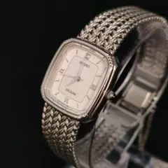 極美品　SEIKO　セイコー　エクセリーヌ　ホワイト　シルバー　クォーツ　電池式