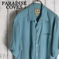 PARADISECOVES　シルク100％　絹 総織柄 開襟シャツ アロハシャツ