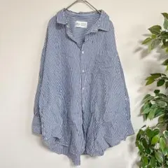 Chaco closet ストライプシャツ　オーバーサイズシャツ　綿100% 青