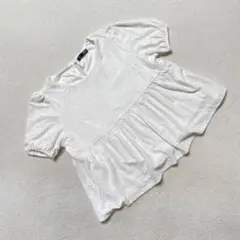 DAZY 半袖 ブラウス レースデザイン ギャザー入り 白 Mサイズ　シンプル