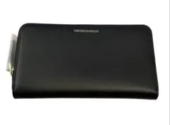 『ARMANI』 / アルマーニ ブラック ラウンドジップ 長財布 新品未使用品
