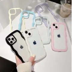 【値下げ】iPhone 16 クリアケース ホワイト 白 波型 背面透明