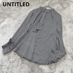 極美品　アンタイトル　手書き風グラフィック柄 ボウタイブラウス＜洗える＞　M