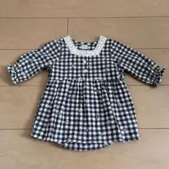 futafuta ロンパース 80サイズ ギンガムチェック 女の子 バースデイ