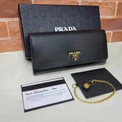 新品未使用PRADA☆鑑定済☆サフィアーノ ブラック 黒パスケース付 プラダ財布