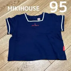 美品　ミキハウス　マリン　半袖　トップス　ネイビー　95