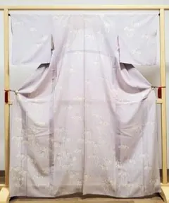 A5 夏物 菖蒲の花模様 薄色 正絹 薄物 絽 紗 付下げ小紋 着物