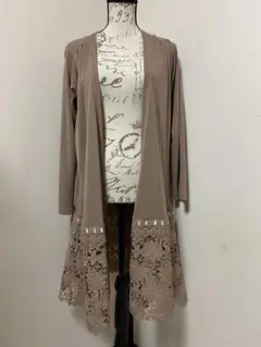 アクシーズファム/axes femme/裾レースＵＶカットカーデ/茶