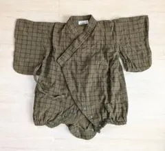 【ペアマノン】 ベビー甚平 70 ロンパース オリーブグリーン