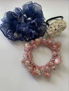 【値引き】900円→650円 ビーズシュシュ⭐︎ ヘアゴム　ハンドメイド