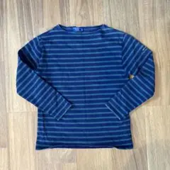 SAINT JAMES 長袖Tシャツ ネイビー/グリーンストライプ