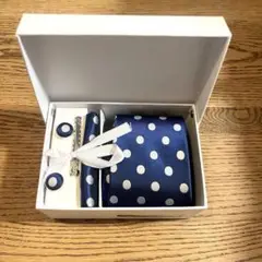 新品✨ネクタイ 4点セット Xiang Ruブルー 結婚式 ビジネス プレゼント