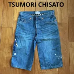 ツモリチサト ハーフデニム　パンツ　鳥　ペンギン