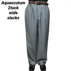Aquascutum 2tuck wide slacks gray M