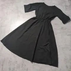 ABI TOKYO ロングワンピース Aライン 袖ベルト付