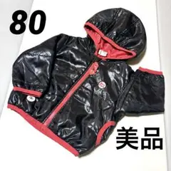 フード付きジャケット 80サイズ ブラック/レッド　　ブーマート　美品
