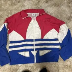 adidas ナイロンジャケット ピンク/白/青