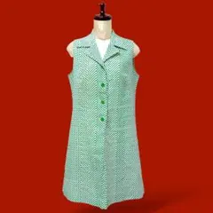 ◎レトロポップ ノースリーブワンピース モッズガール グリーン 昭和60s70s