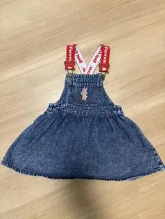 デニム ジャンバースカート ウサギ刺繍