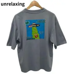 unrelaxing オーバーサイズTシャツ グレー　バックプリント　半袖